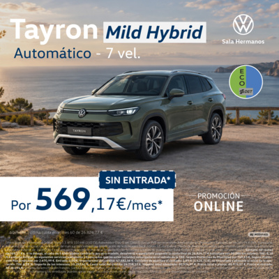 ¡Solo este mes! Tayron Mild hybrid por 569€/mes* SIN ENTRADA ¡Solo este mes! Tayron Mild hybrid por 569€/mes* SIN ENTRADA