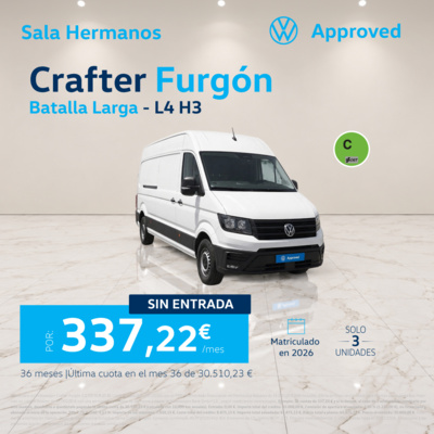 ¡Sin Entrada! Volkswagen Crafter Furgón 140 CV por 337 €/mes ¡Sin Entrada! Volkswagen Crafter Furgón 140 CV por 337 €/mes