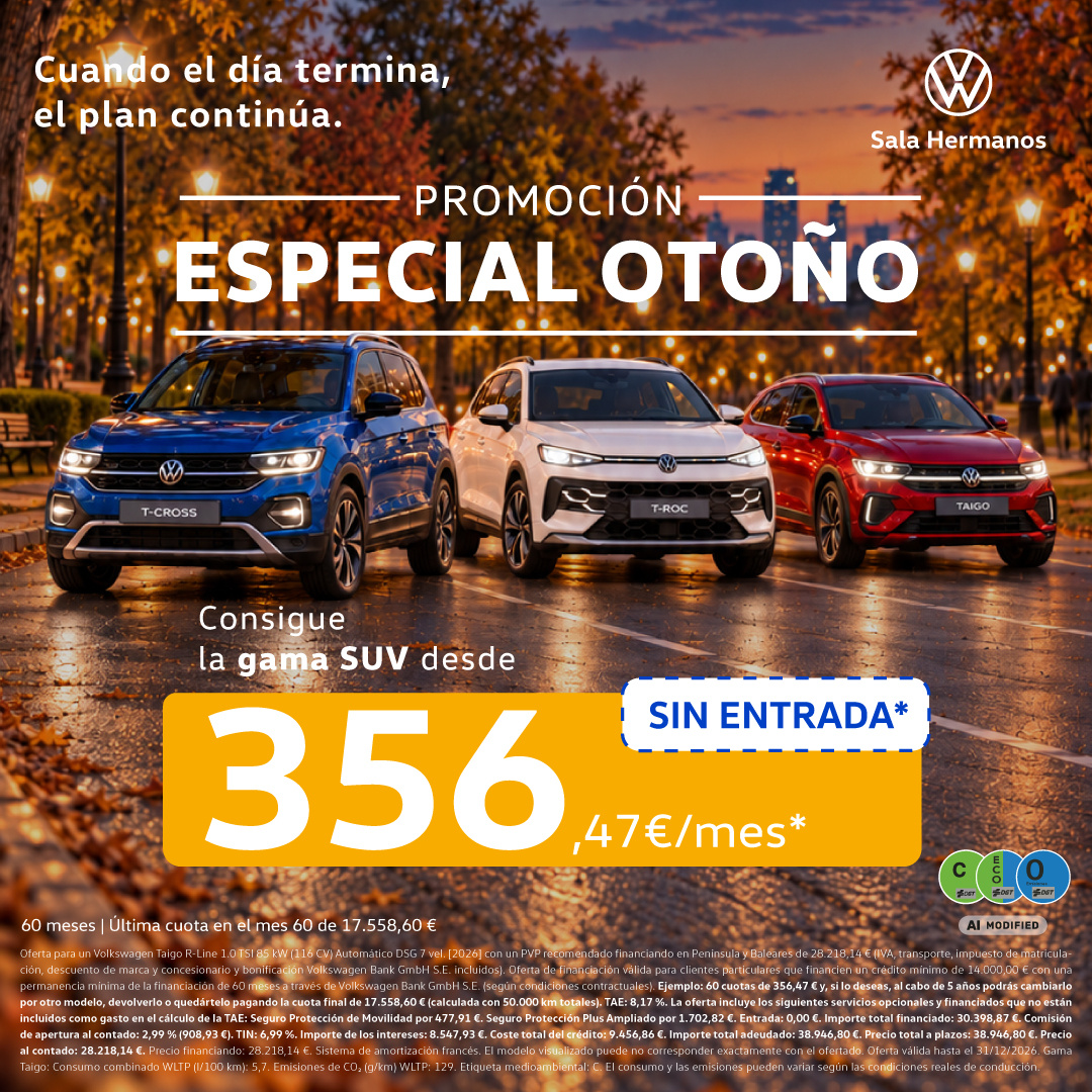 SUV Volkswagen SIN ENTRADA* desde 356,47 €/mes*