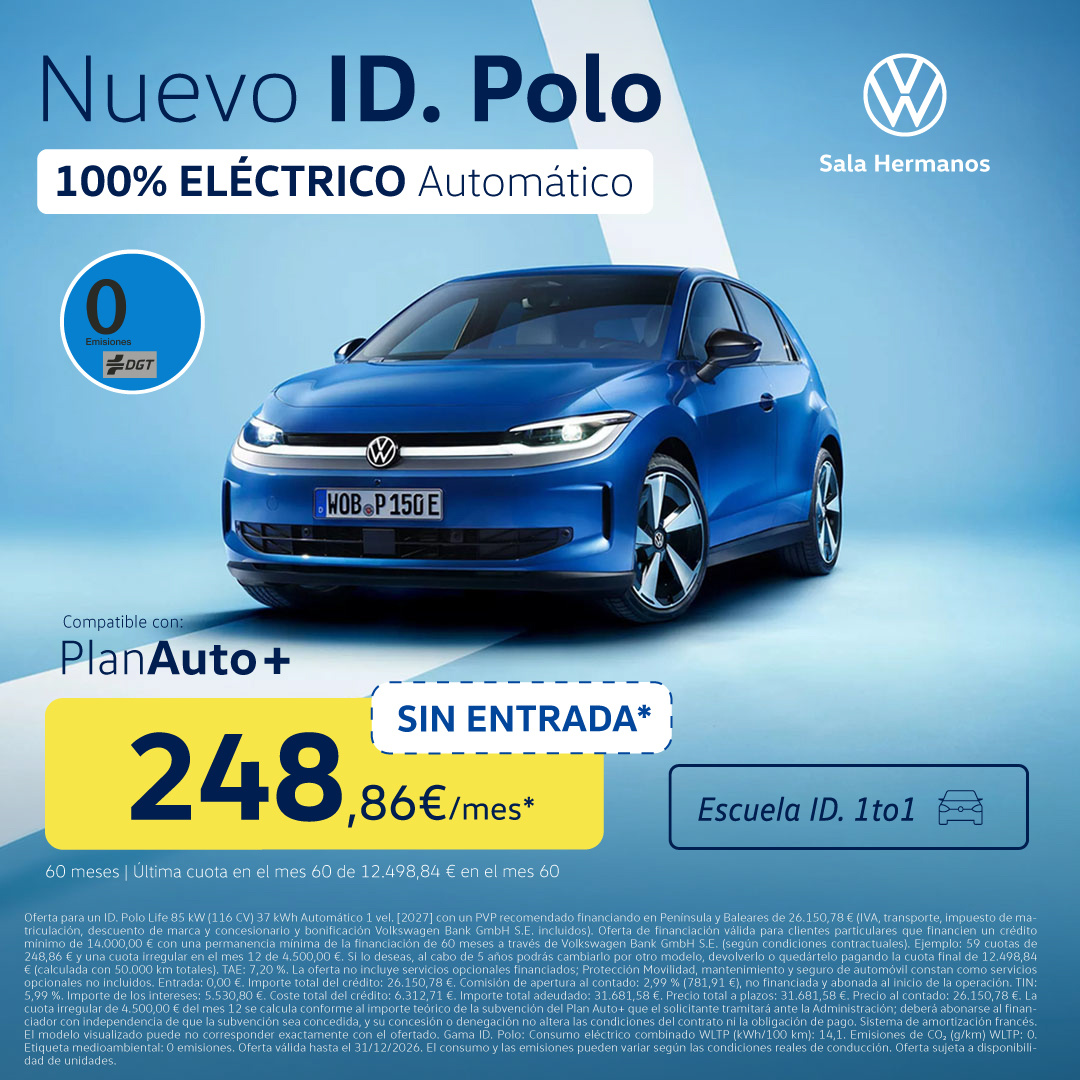 ¡SIN ENTRADA! Nuevo ID.Polo 248€/mes* ¡Stock final!