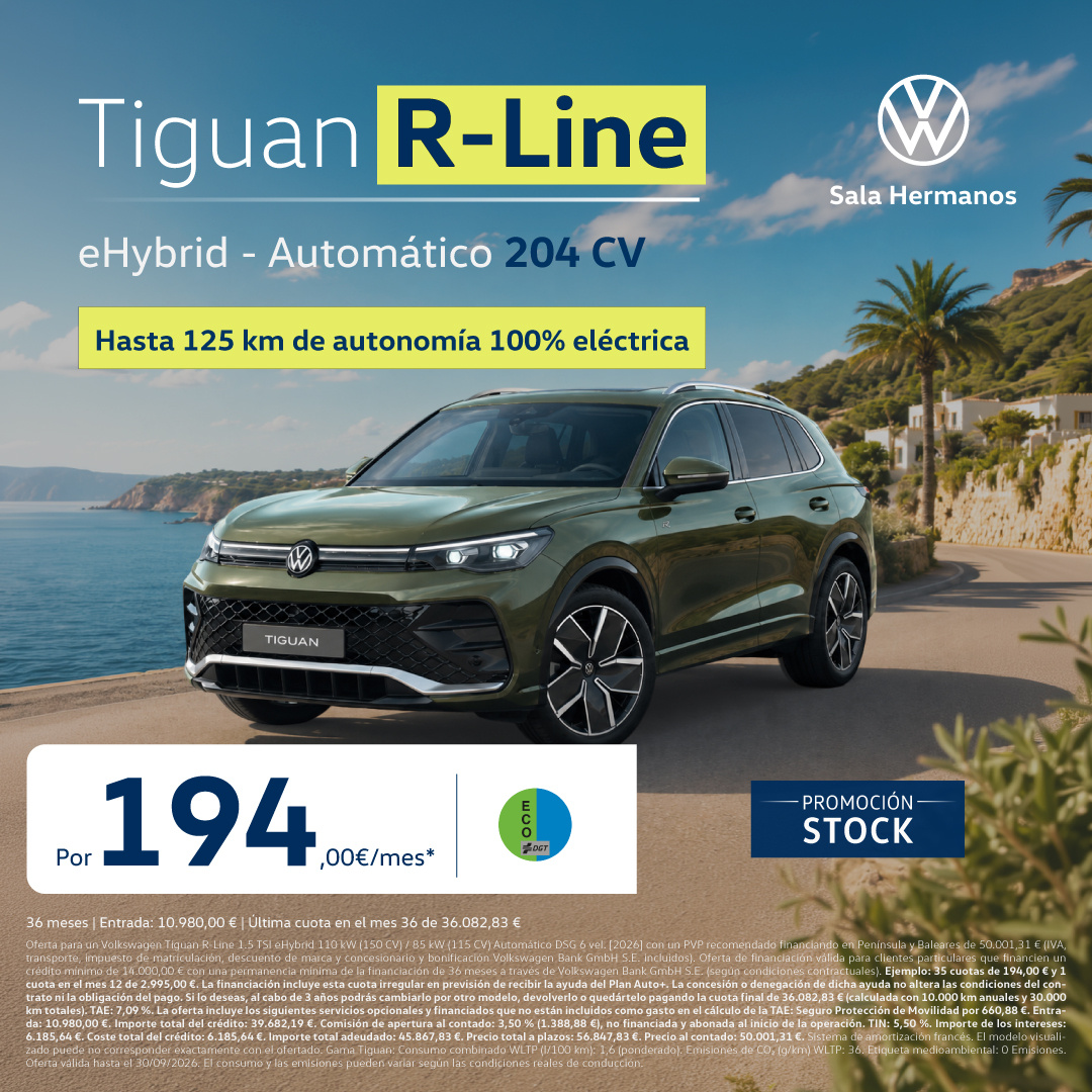 Exclusivo ¡Promoción de Stock! Volkswagen Tiguan R-Line por 194€/mes*