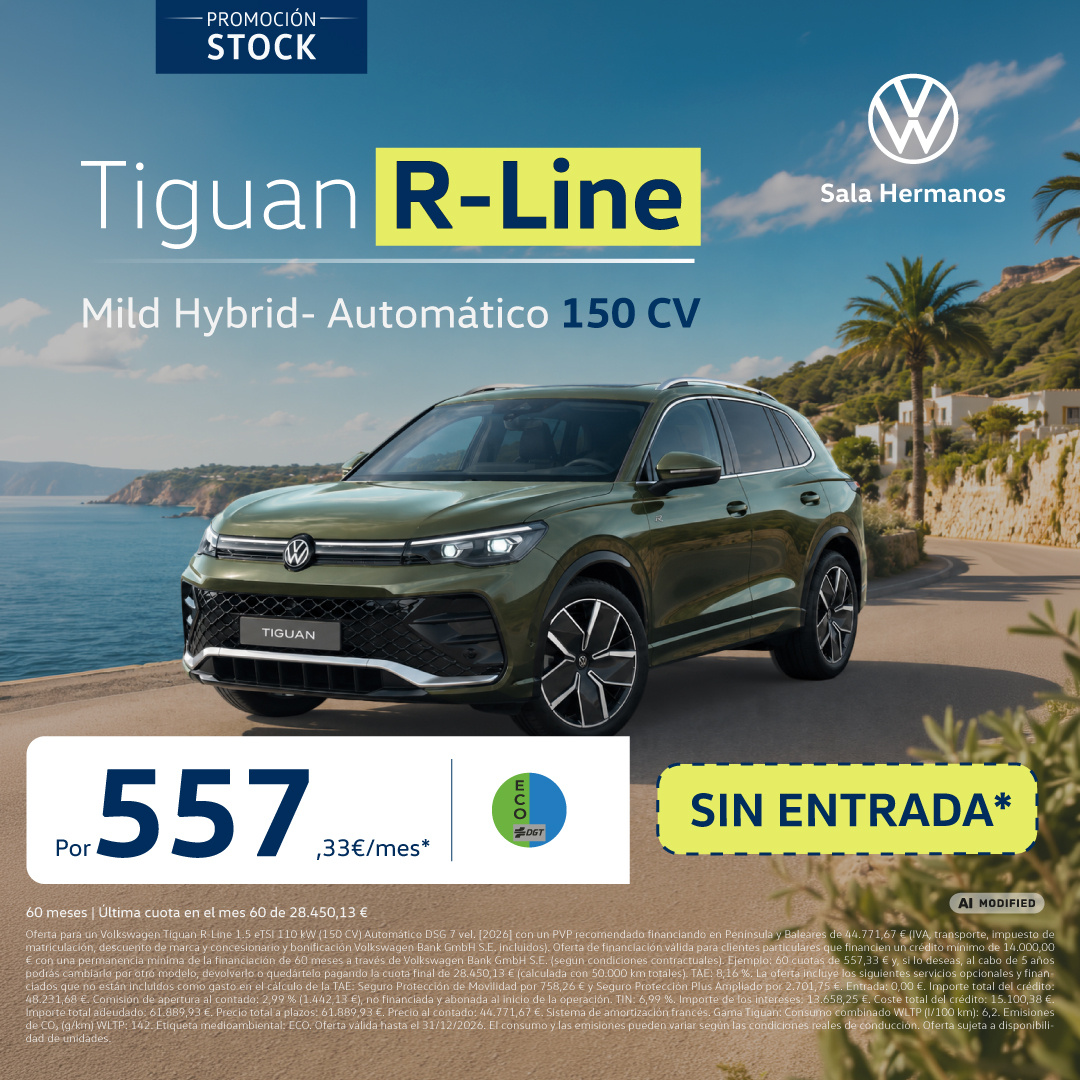 Exclusivo ¡Stock Final! ¡SIN ENTRADA! Tiguan R-Line por 557€/mes*
