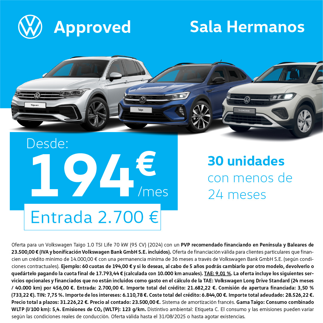 ¡Ocasión! Tu SUV Volkswagen Approved desde 194€/mes*