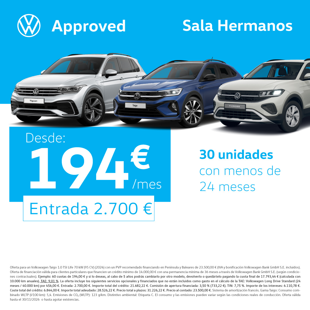 ¡Ocasión! Gama SUV Volkswagen Approved desde 194€/mes*