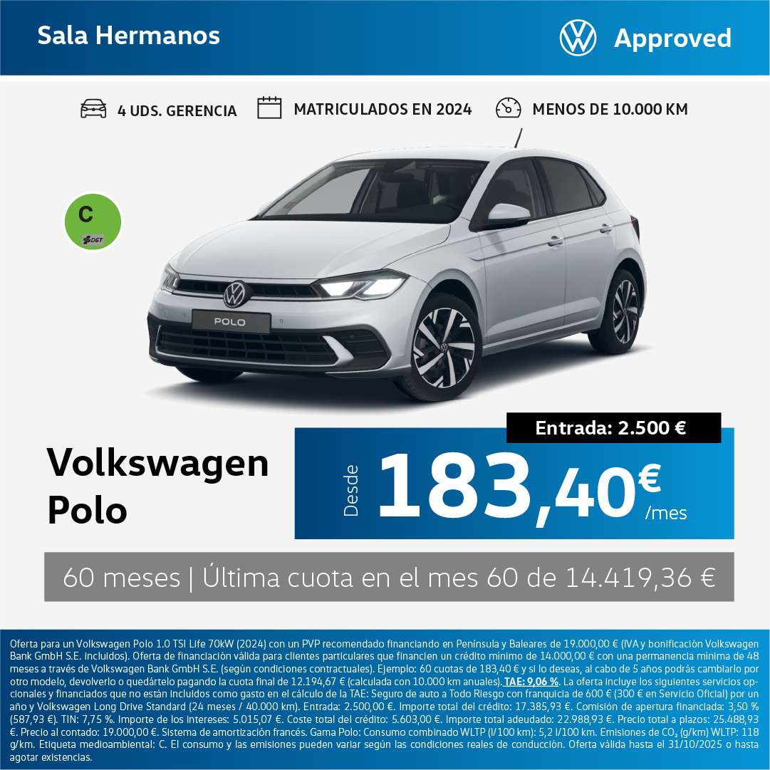 ¡Ocasión! Tu Polo desde 183,40€/mes*