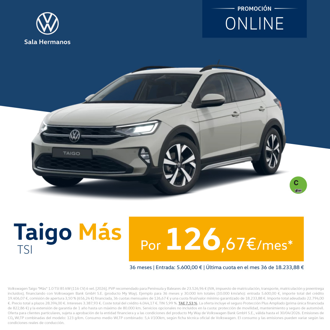 Móntate en un Taigo Más por 126€/mes*