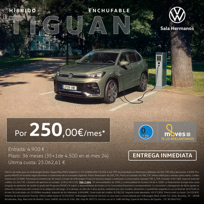 Llévate tu Tiguan Híbrido Enchufable por 250€/mes* Llévate tu Tiguan Híbrido Enchufable por 250€/mes*