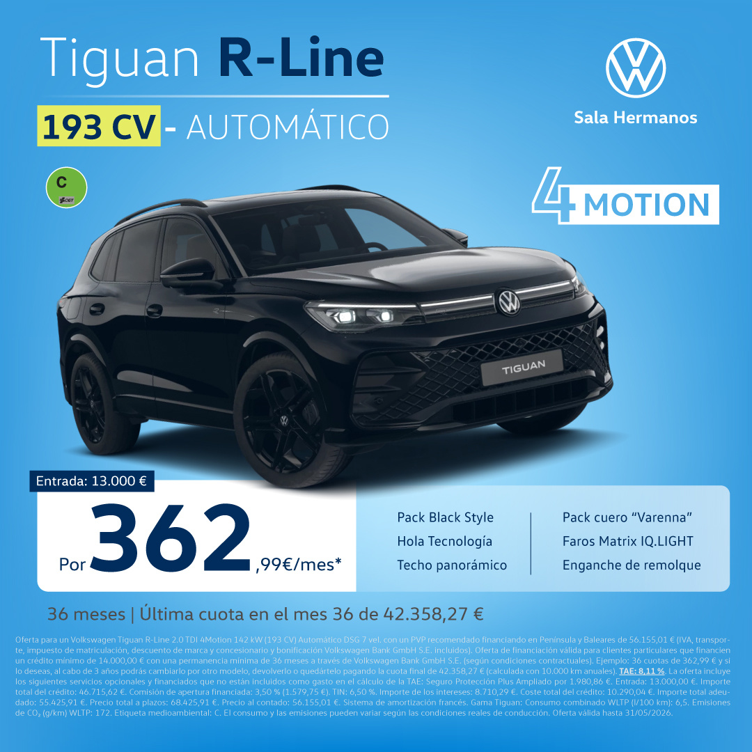 Volkswagen Tiguan R-Line por 363€/mes*