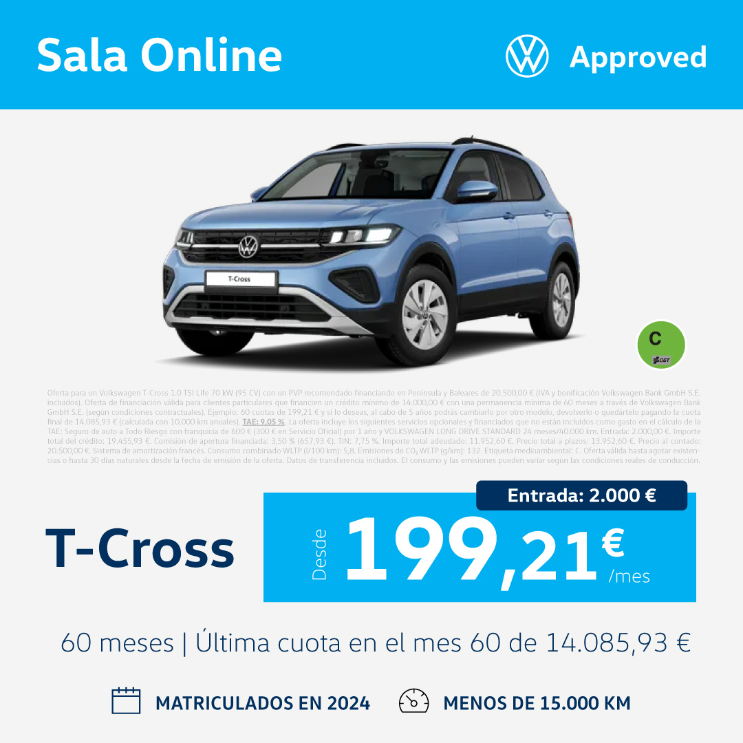¡Ofertón! T-Cross por sólo 199,21€/mes*